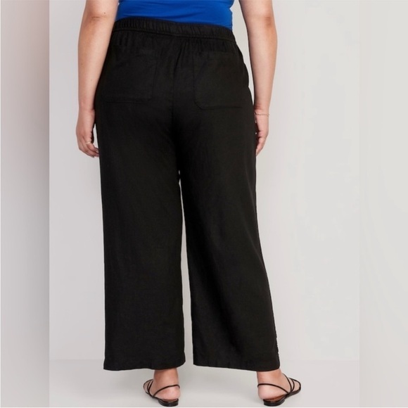 NWT! Black High-Waisted Linen-Blend Wide-Leg -Multiple🤎 - Picture 7 of 8